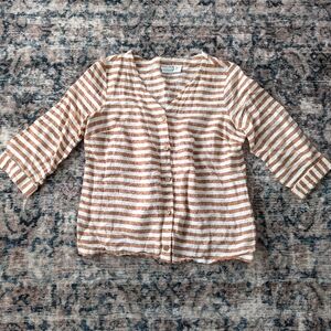 Rachel Zoe linen striped top, size M